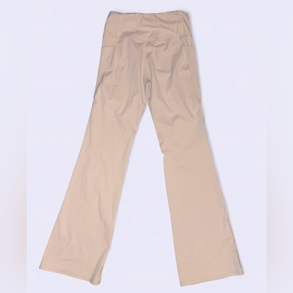 Beige High-Waisted Flare Yoga Pants w/ Pockets | Women’s Size Small - Picture 6 of 9